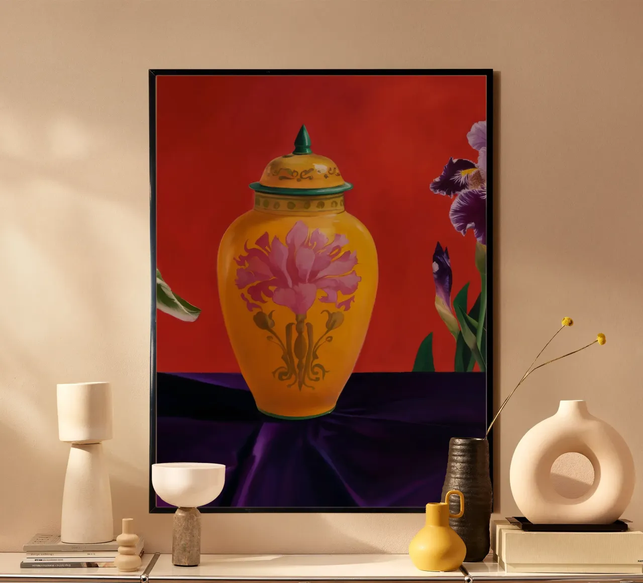 Radiosità floreale dorata poster con telaio in plastica da Opal Strokes