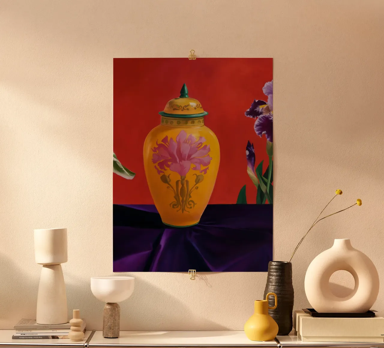 Radiosità floreale dorata poster con telaio in plastica da Opal Strokes
