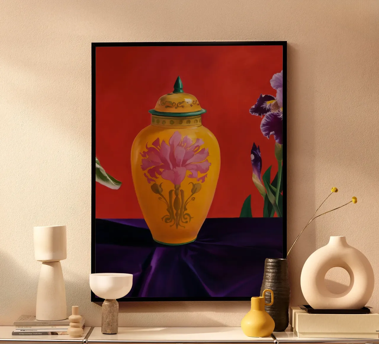 Radiosità floreale dorata poster con telaio in plastica da Opal Strokes