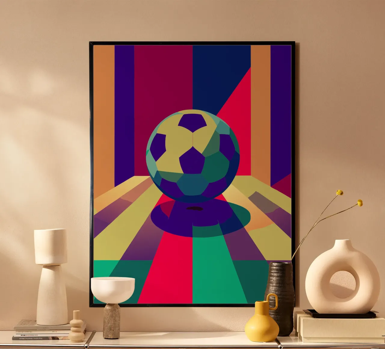 pallone da calcio arte vettoriale poster con telaio in plastica da Elfath