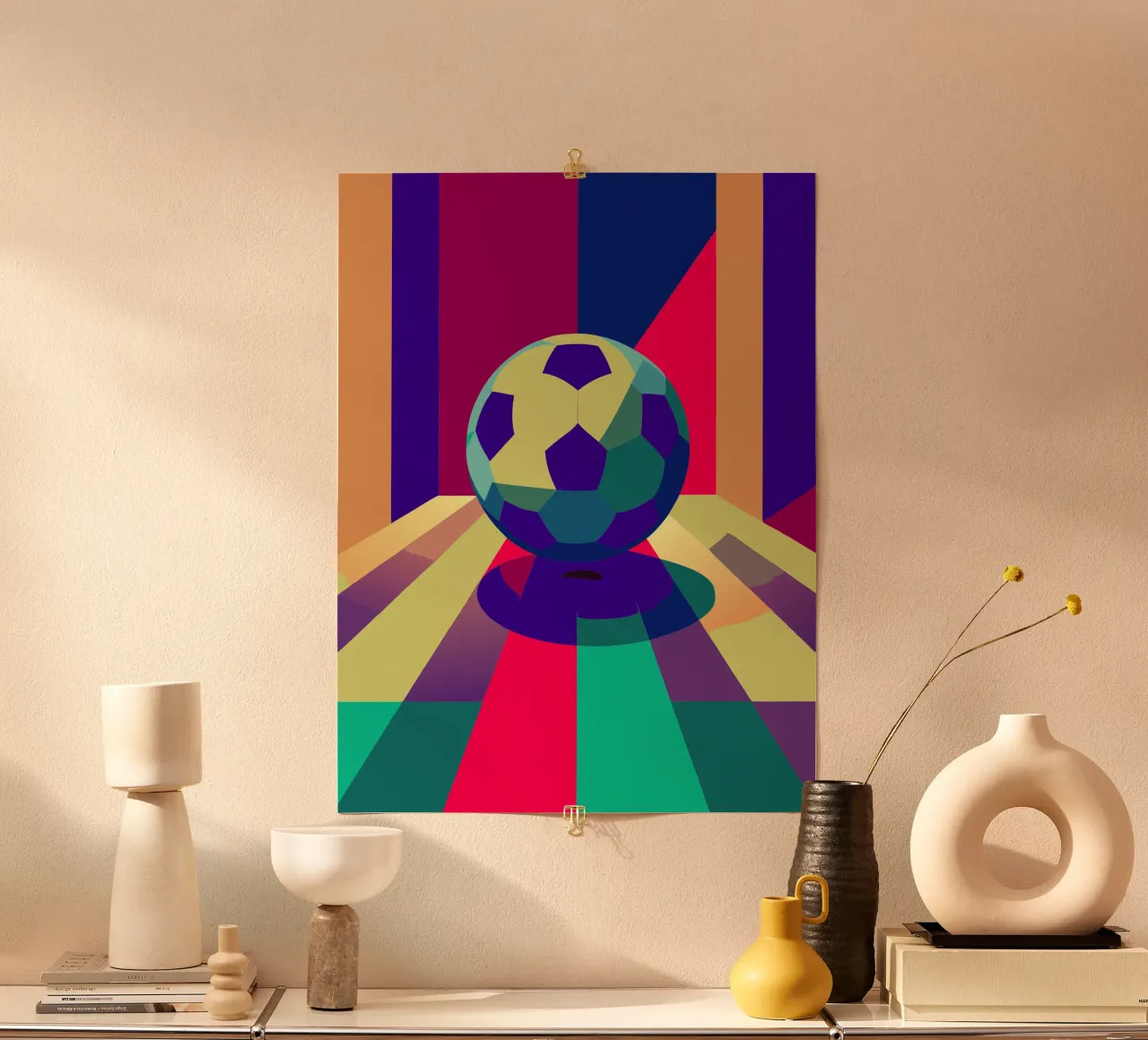 pallone da calcio arte vettoriale poster con telaio in plastica da Elfath