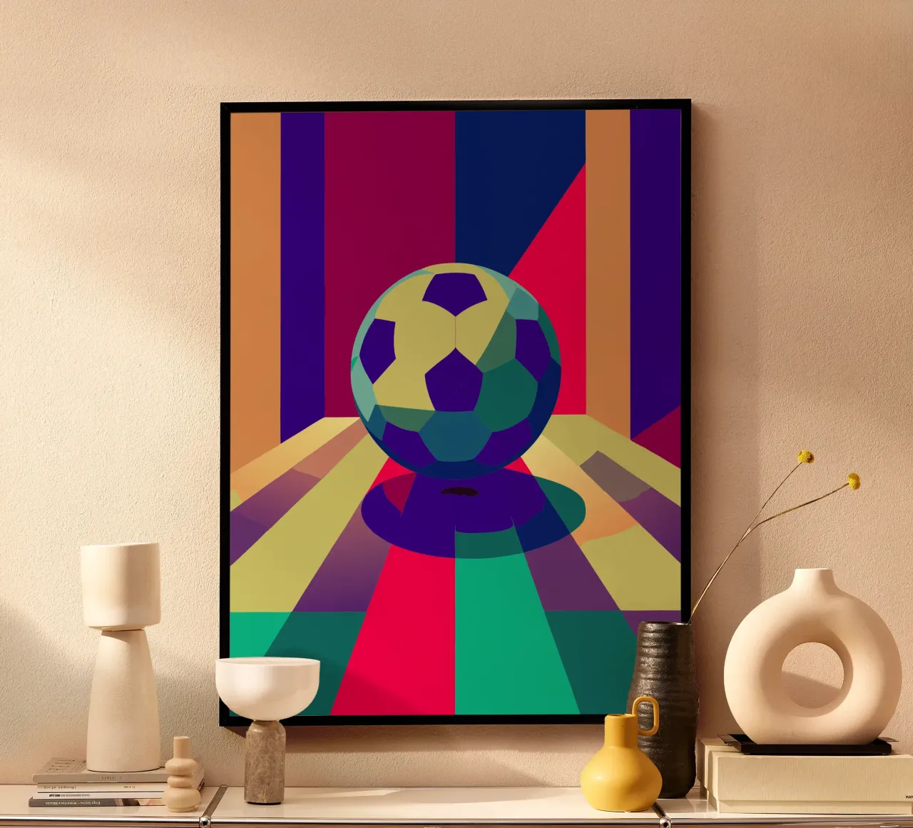 pallone da calcio arte vettoriale poster con telaio in plastica da Elfath