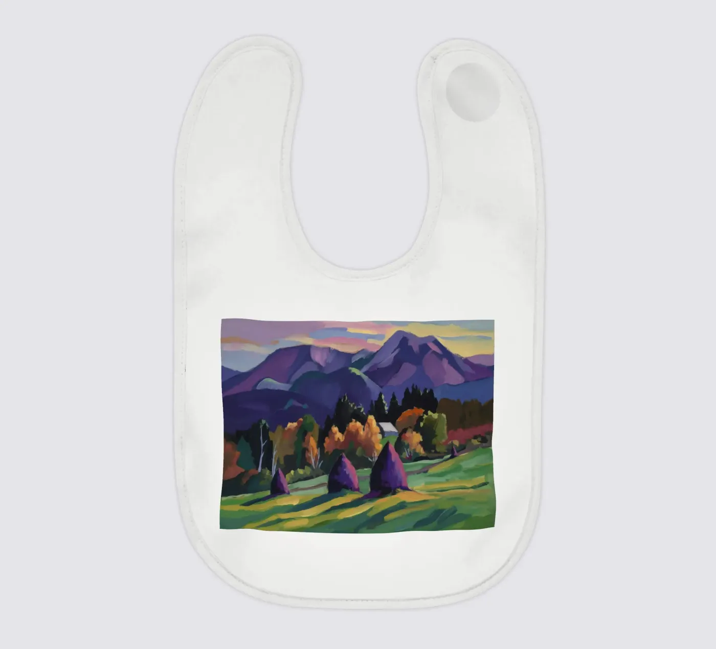 Alpine Haystack Dreams baby bib by Radiance Landscape