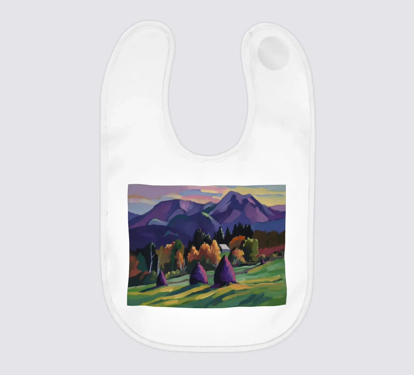 Alpine Haystack Dreams baby bib by Radiance Landscape