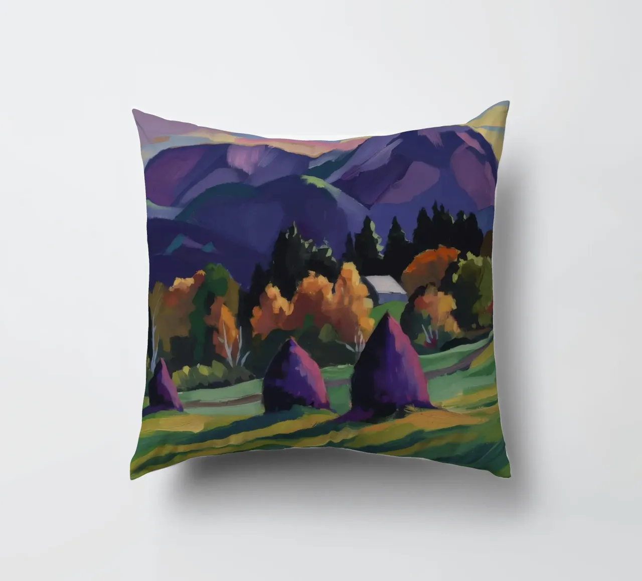 Alpine Haystack Dreams decorative cushion by Radiance Landscape