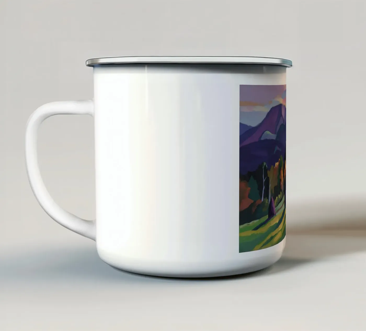 Alpine Haystack Dreams enamel mug by Radiance Landscape