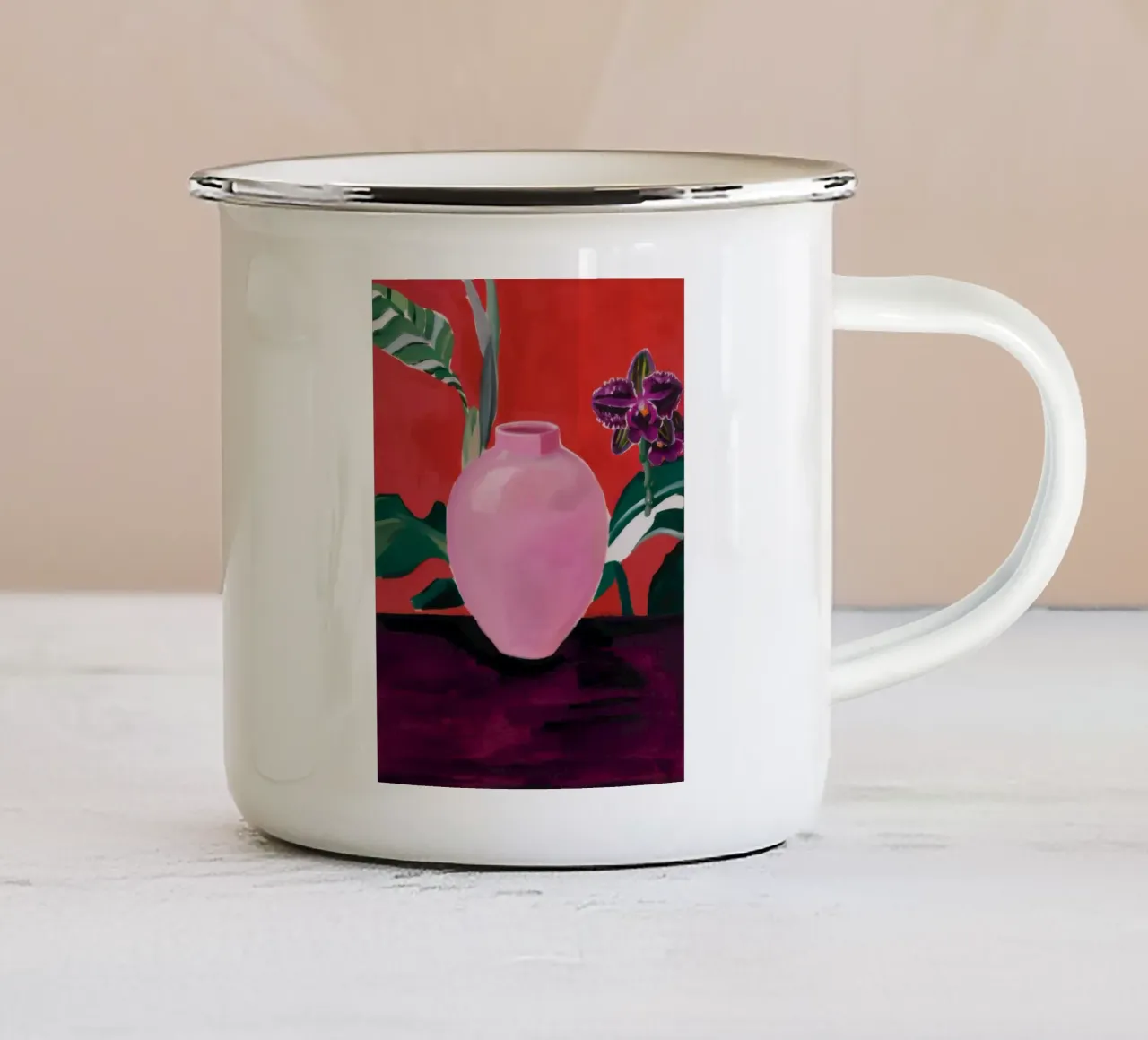 Foglia di rosato tazza in smalto da Opal Strokes