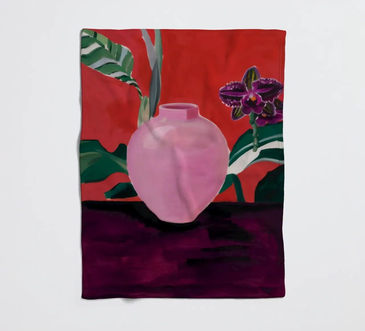 Roseate Leaf Lush fleece blanket by Opal Strokes