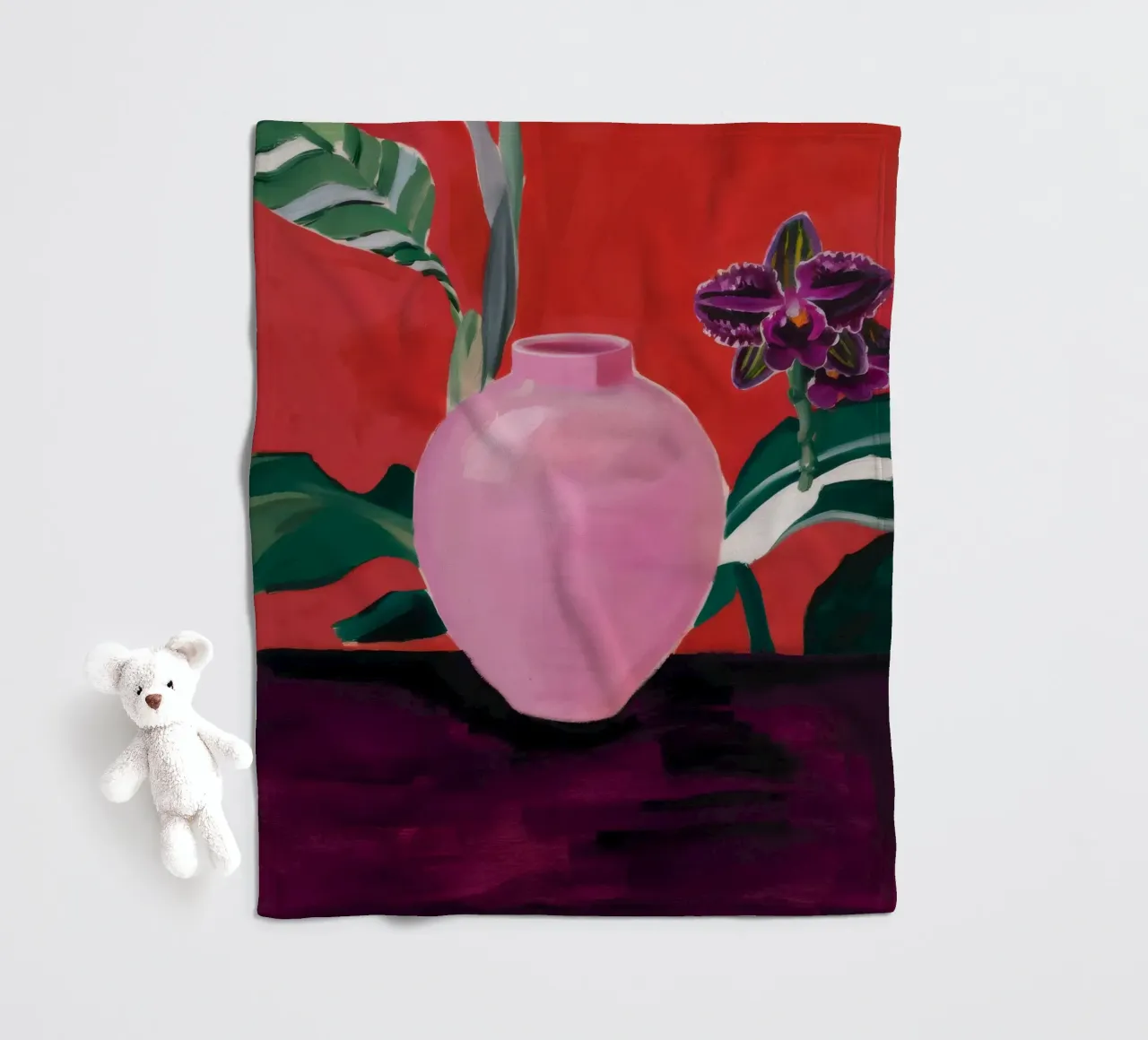 Roseate Leaf Lush fleece blanket by Opal Strokes