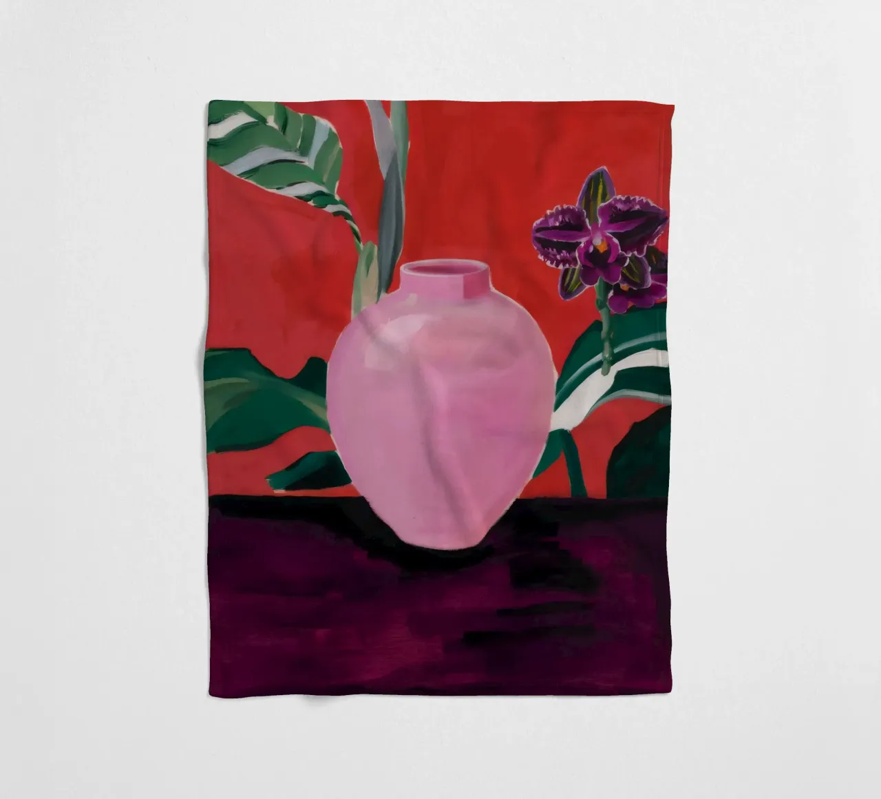 Roseate Leaf Lush fleece blanket by Opal Strokes