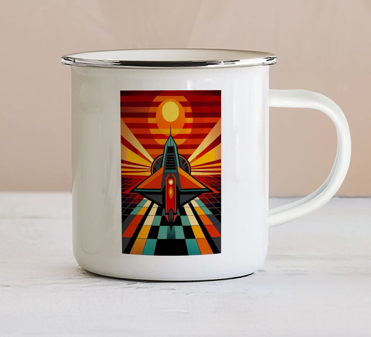 Astronave vettoriale tazza in smalto da Elfath