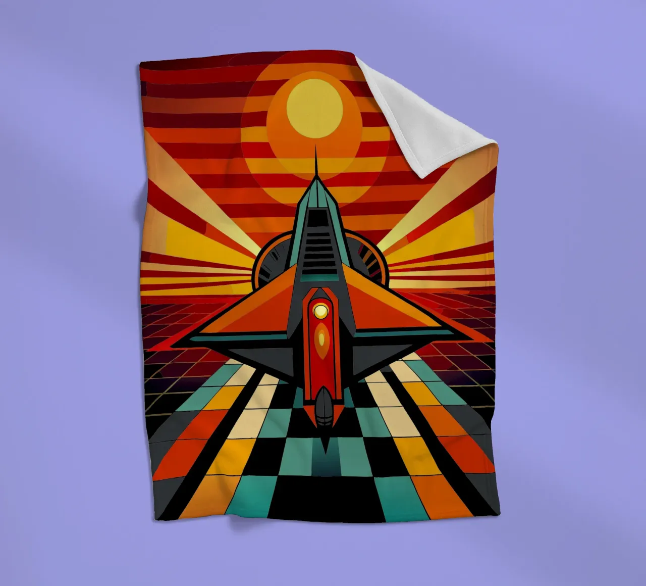 Spaceship vector fleece blanket by Elfath