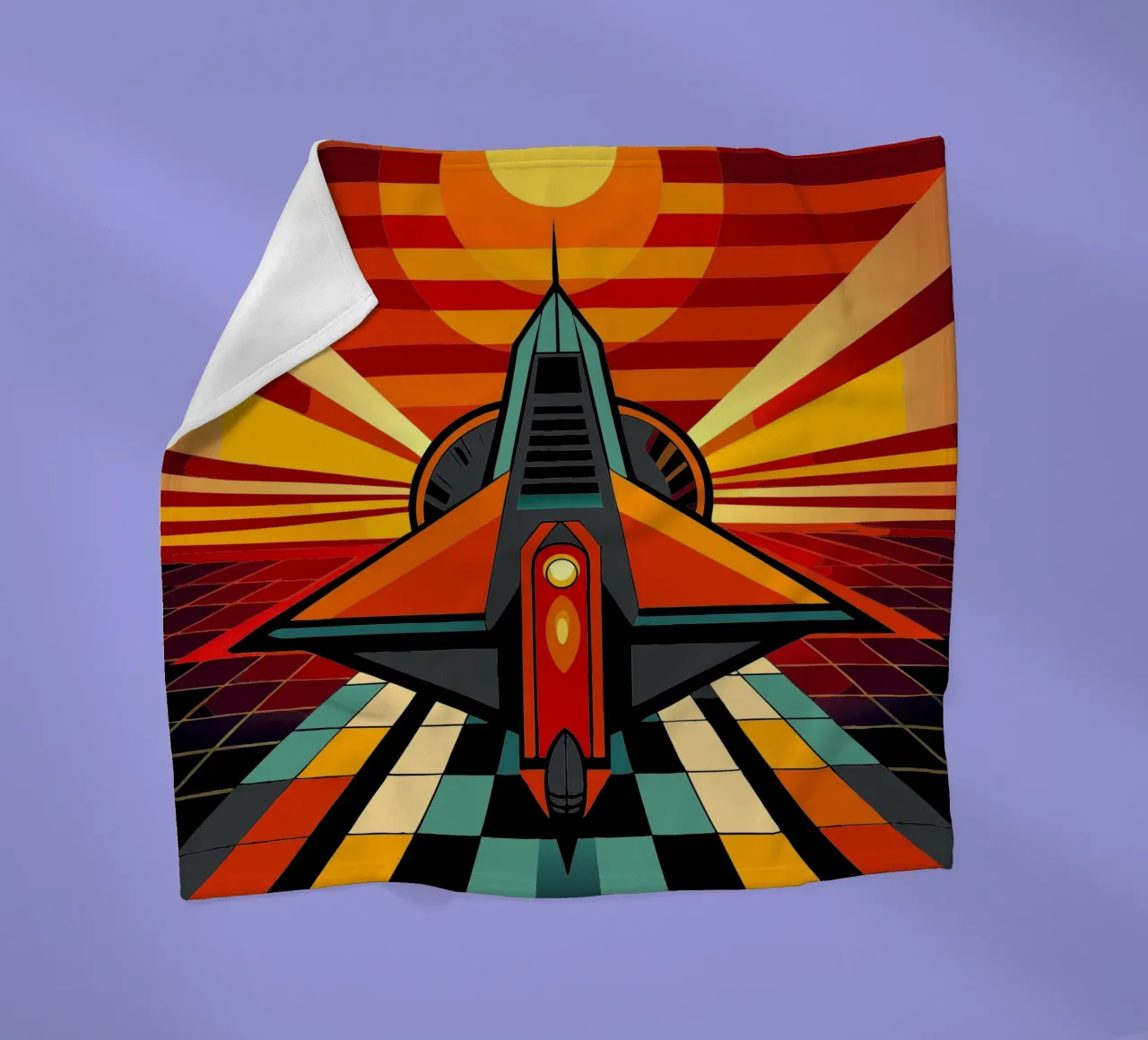 Spaceship vector fleece blanket by Elfath
