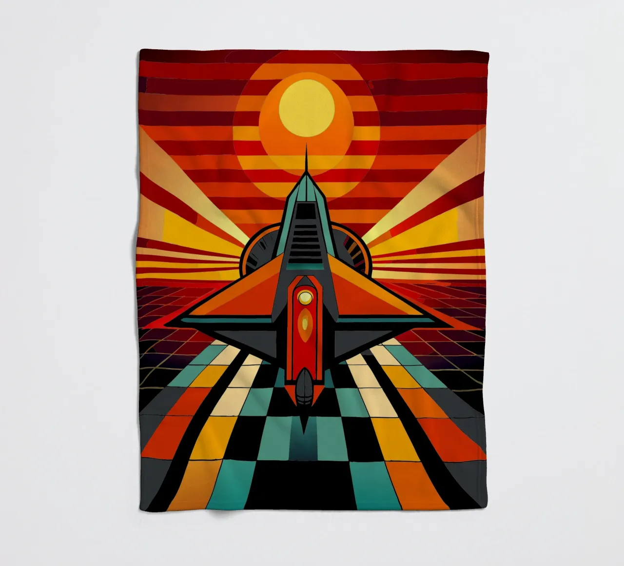 Spaceship vector fleece blanket by Elfath