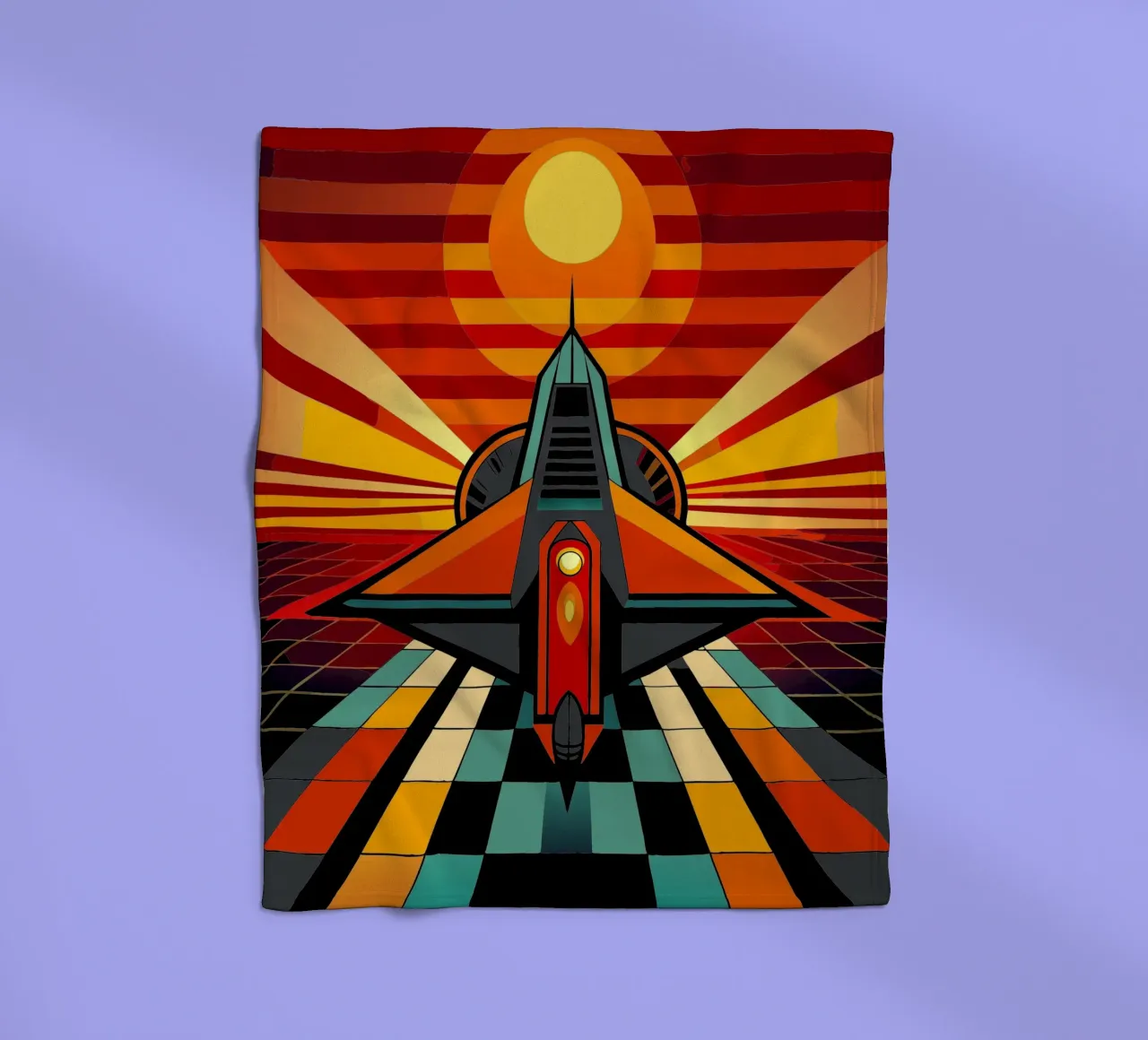 Spaceship vector fleece blanket by Elfath
