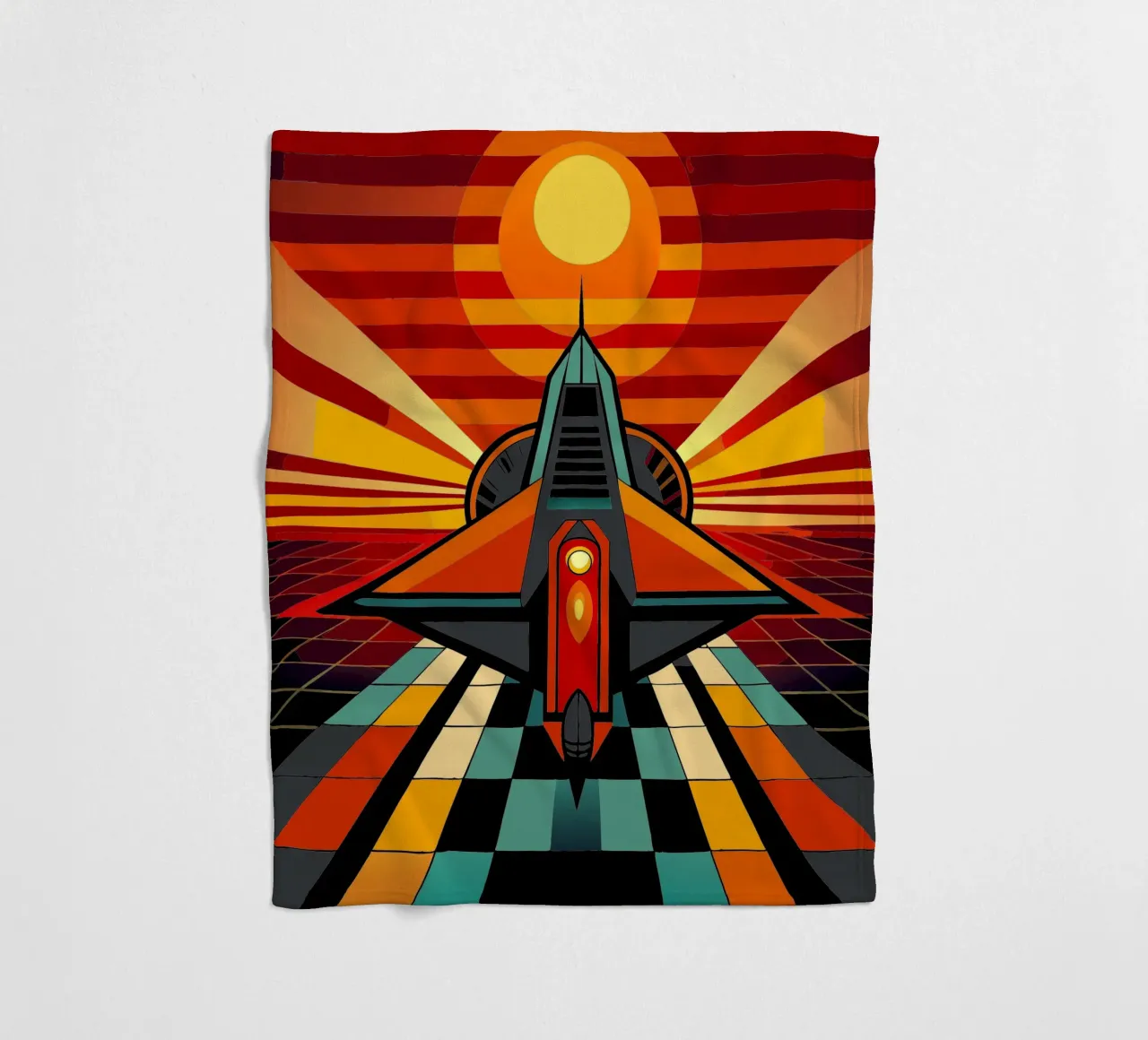Spaceship vector fleece blanket by Elfath