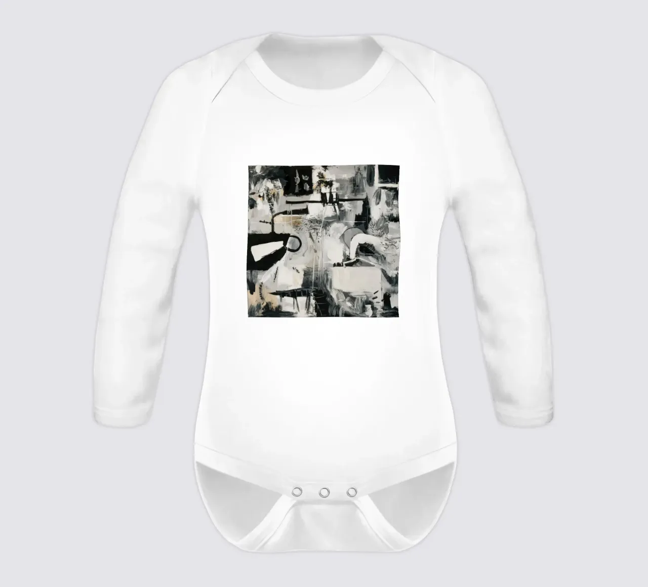 Monochrome City Blueprint long-sleeve baby romper by Dream Spectrum
