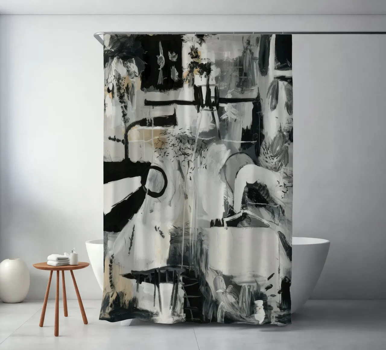 Monochrome City Blueprint shower curtain by Dream Spectrum