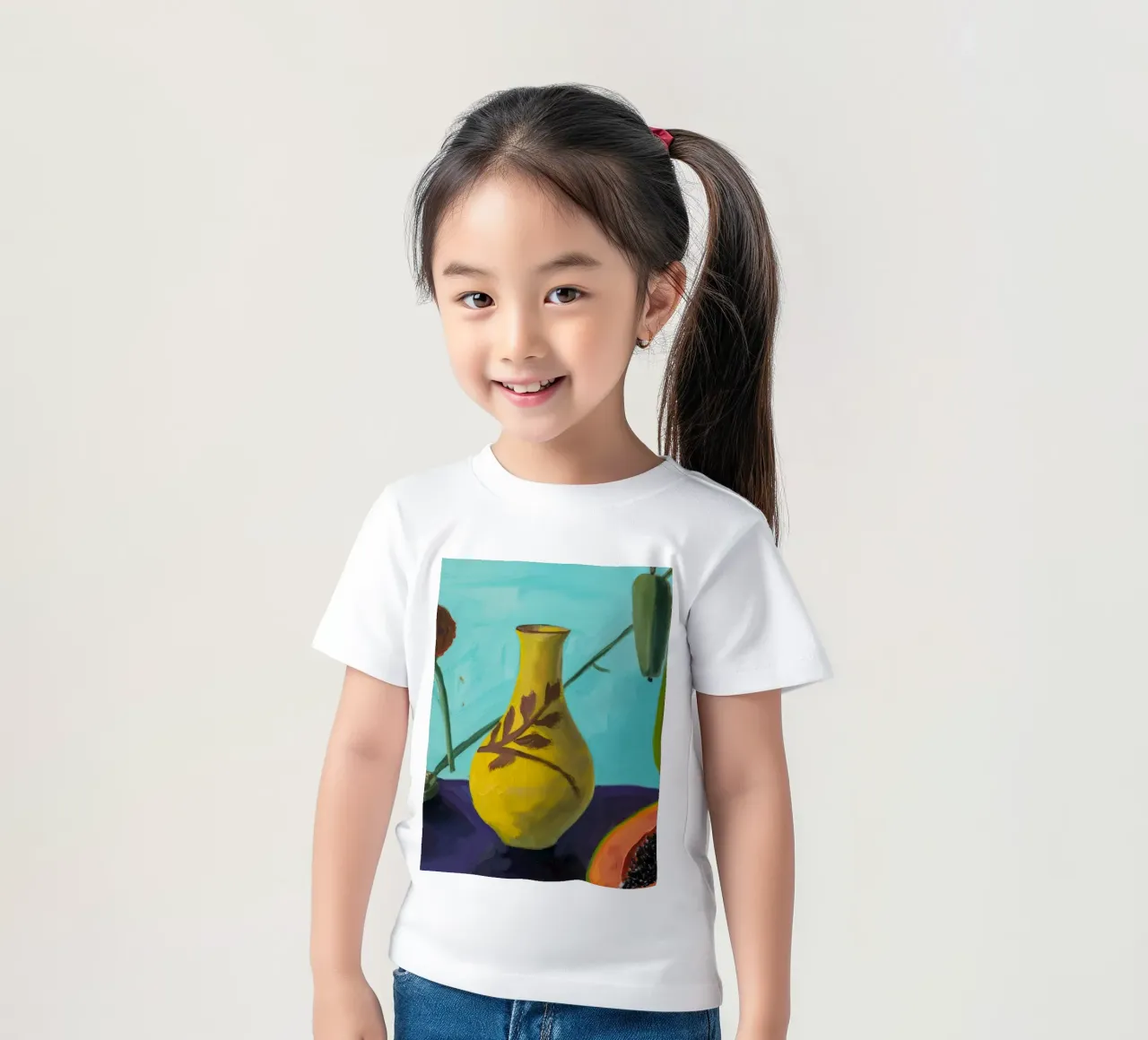 Ochre Bloom Papaya kids t-shirt by Opal Strokes