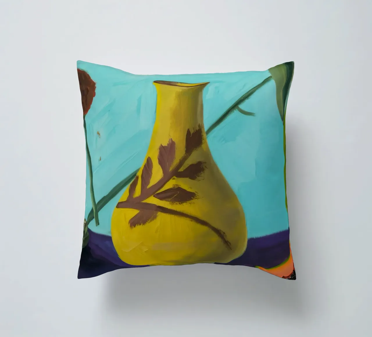 Papaya fiore ocra cuscino da Opal Strokes