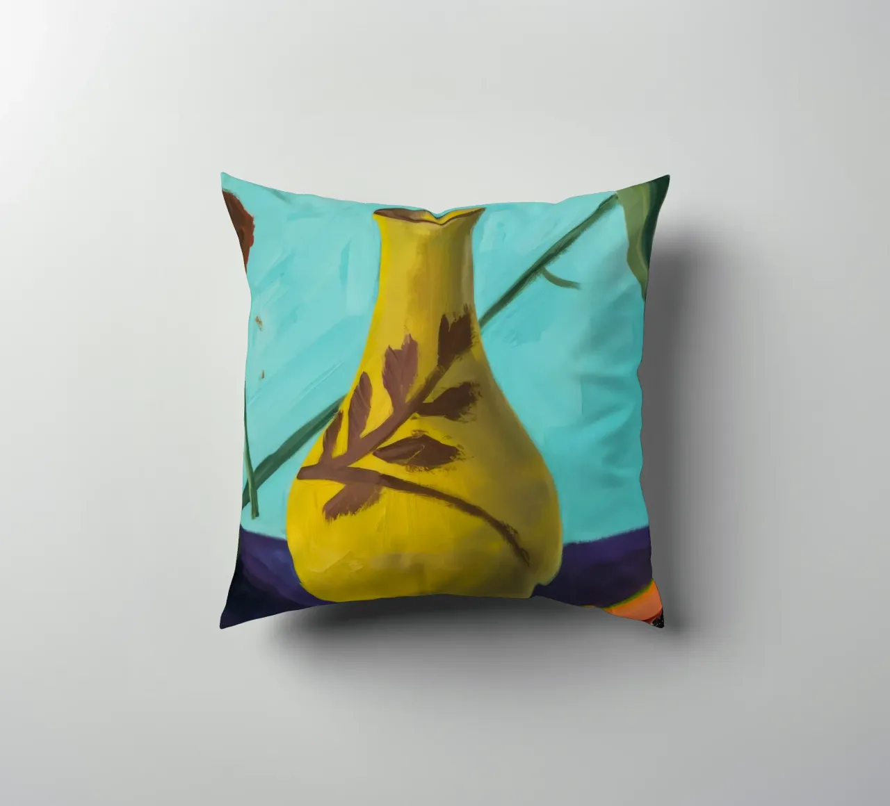Papaya fiore ocra cuscino da Opal Strokes