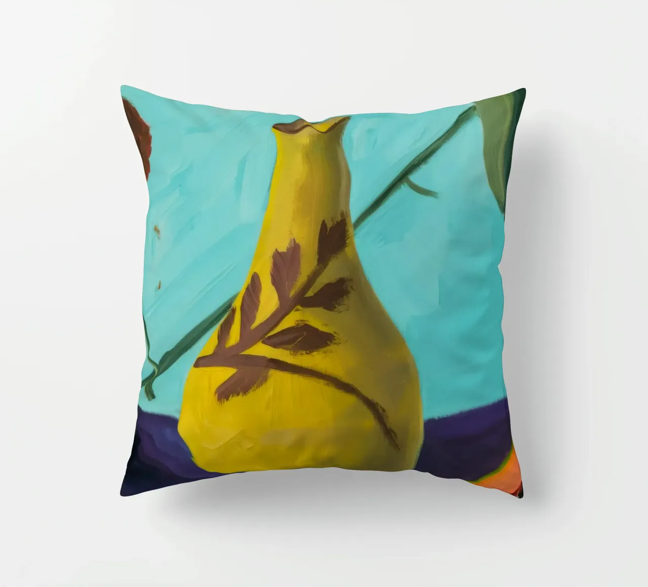 Papaya fiore ocra cuscino da Opal Strokes