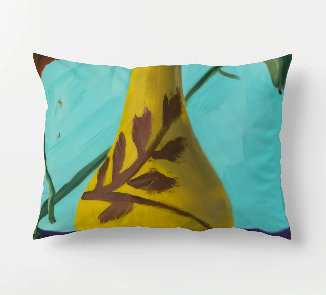 Papaya fiore ocra cuscino da Opal Strokes