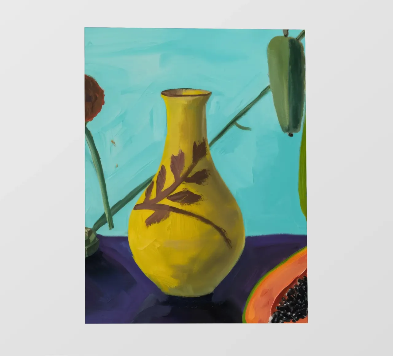 Papaya fiore ocra telo in pvc da Opal Strokes