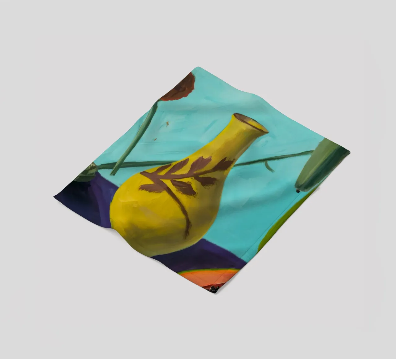 Papaya fiore ocra coperta in pile da Opal Strokes