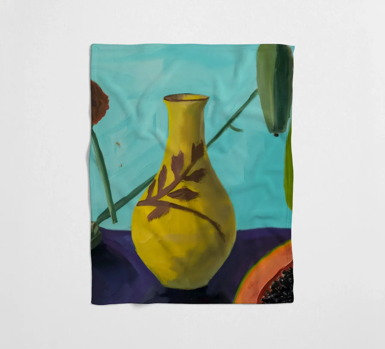 Papaya fiore ocra coperta in pile da Opal Strokes