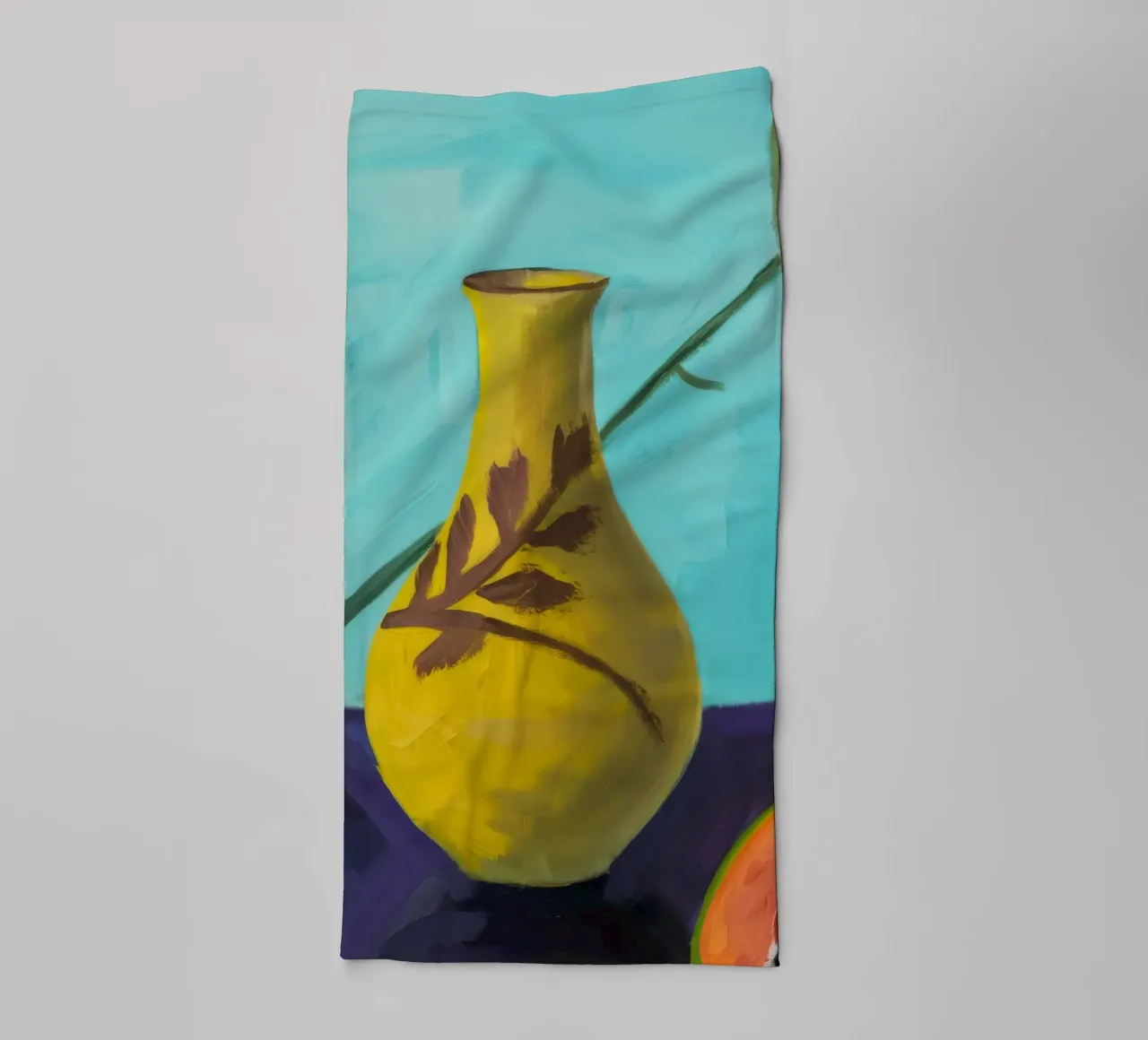 Papaya fiore ocra asciugamano da bagno da Opal Strokes