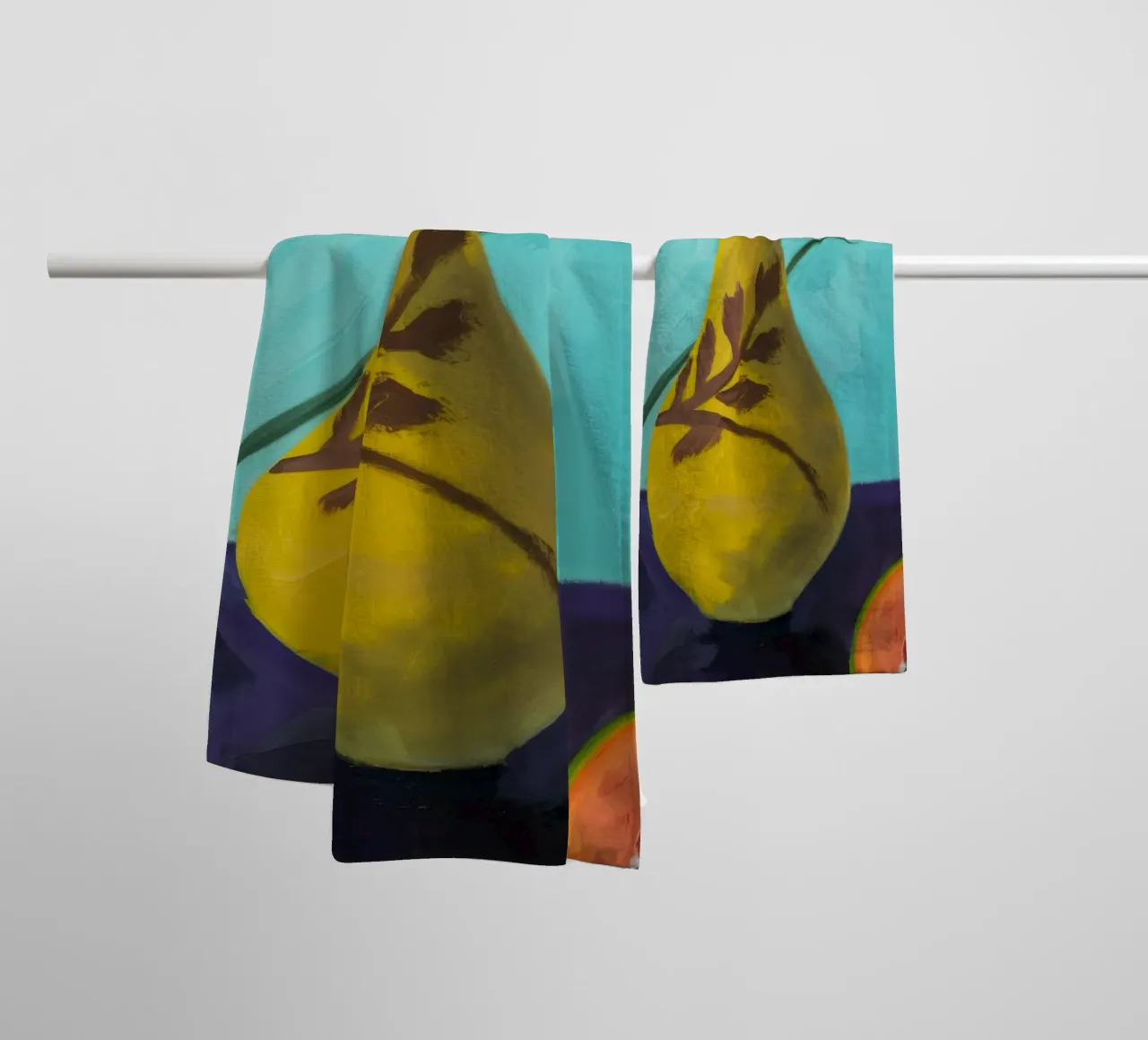 Papaya fiore ocra asciugamano da bagno da Opal Strokes