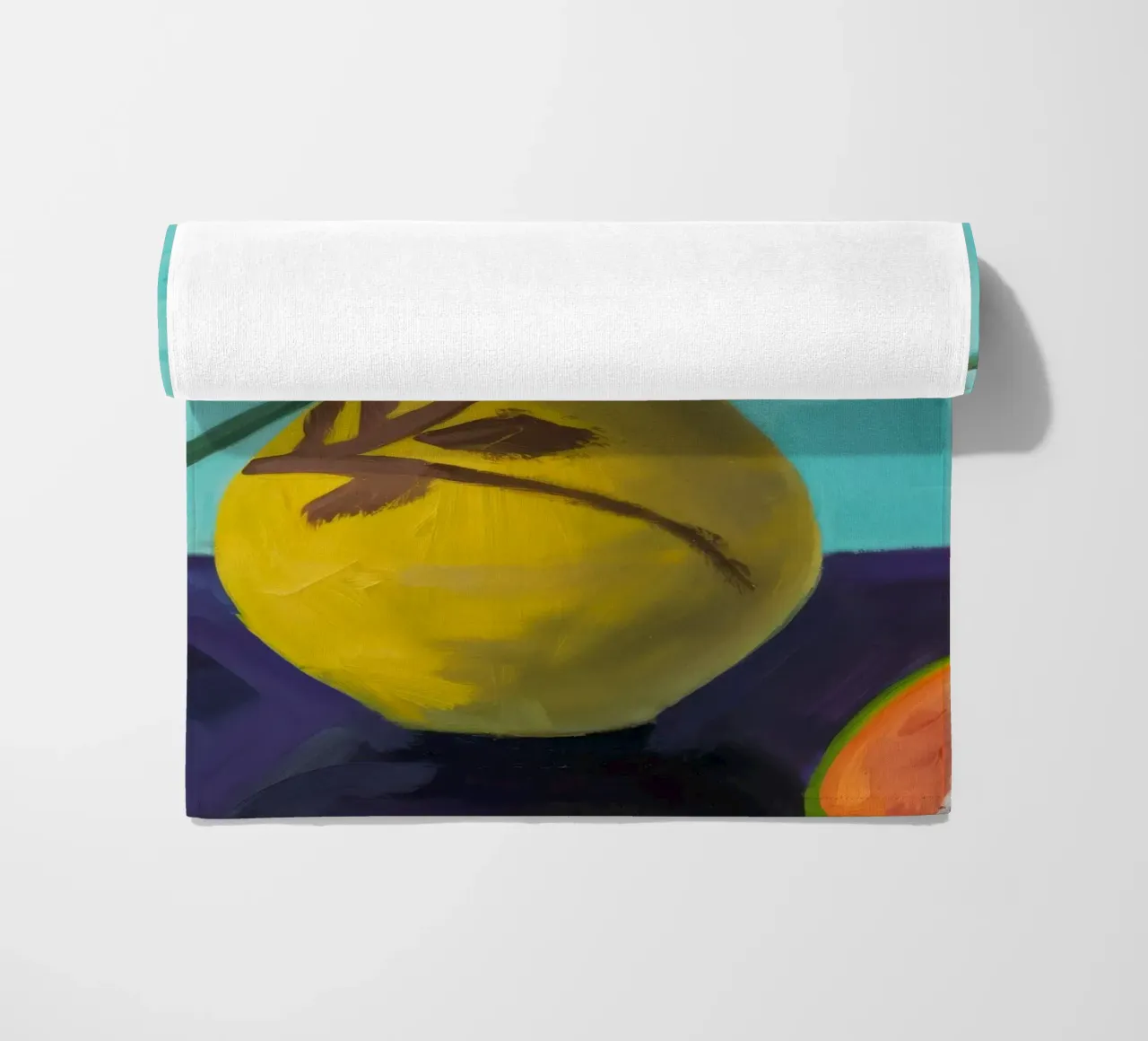 Papaya fiore ocra telo mare da Opal Strokes