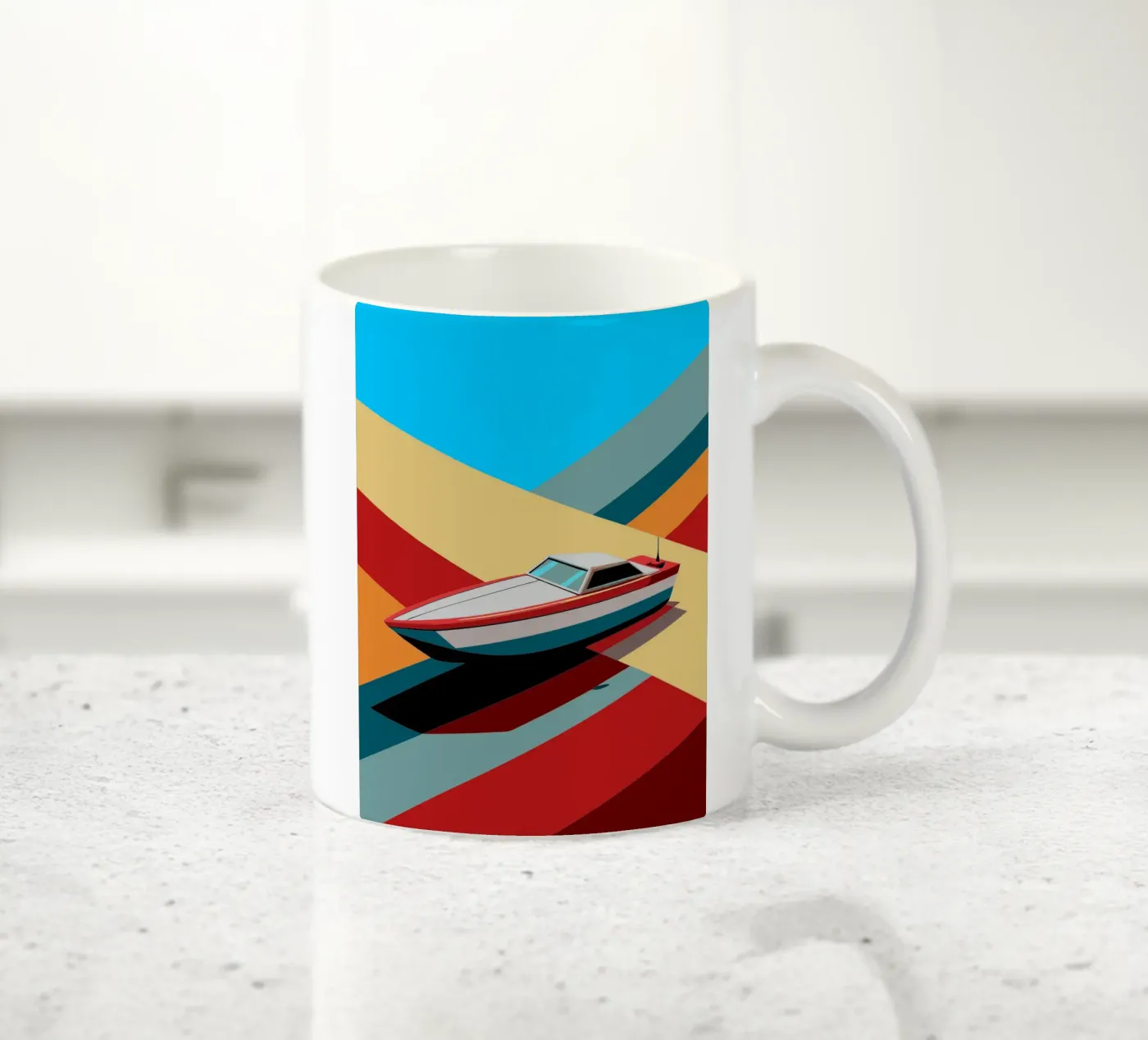 speedboat vector ceramic mug by Elfath