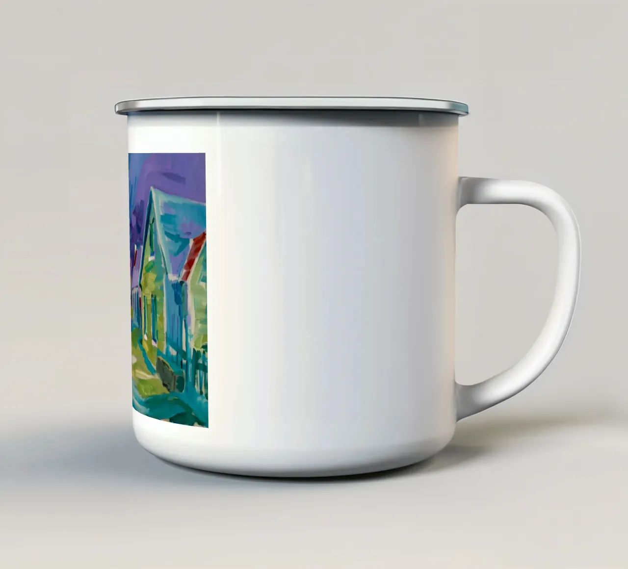 Chromatischer Straßenbummel Emaille Tasse von Celestial Harmony
