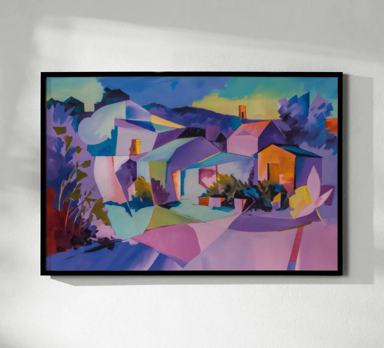 Sogno di un villaggio cubista poster con telaio in alluminio da Celestial Harmony