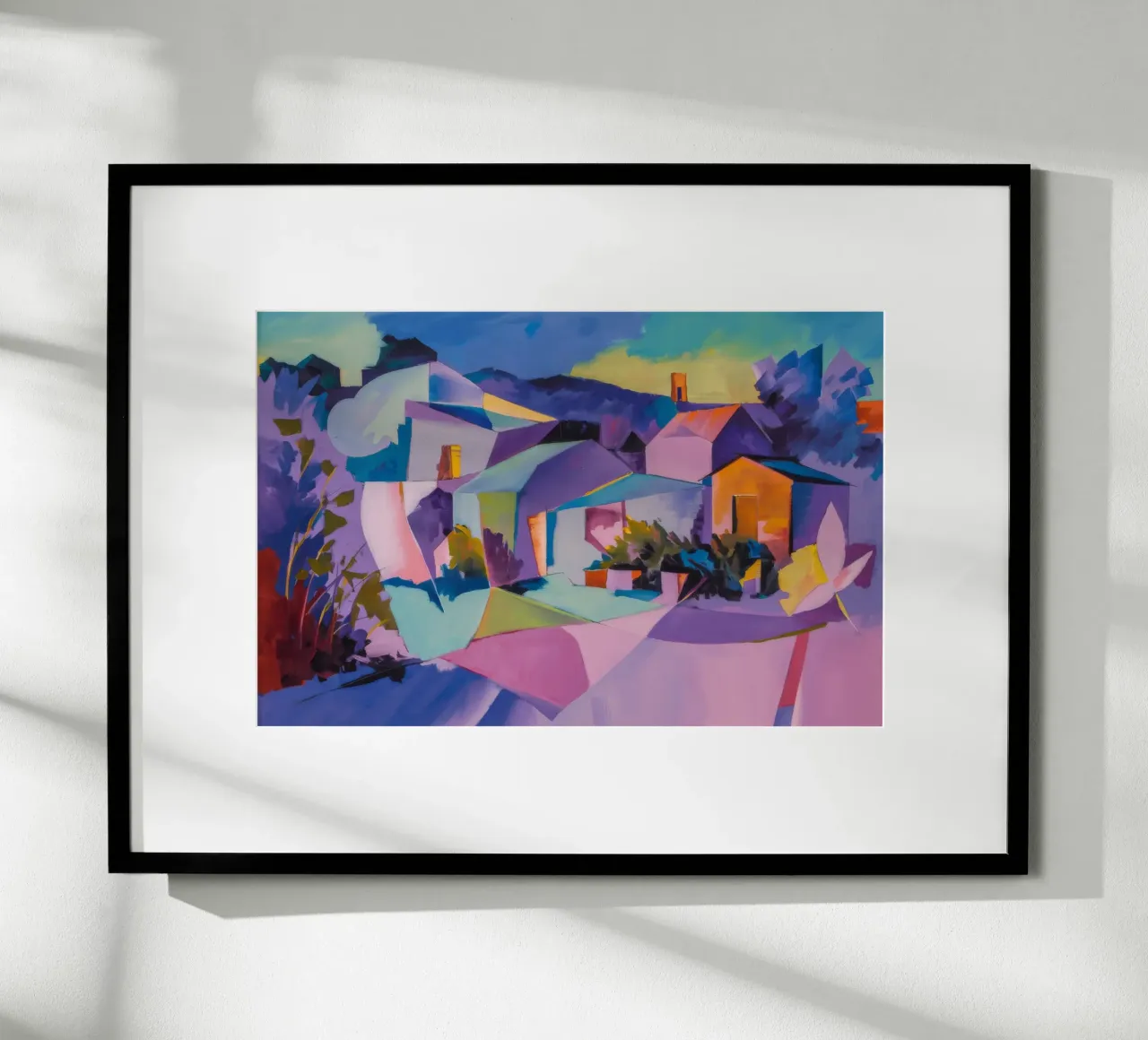 Sogno di un villaggio cubista poster con telaio in alluminio da Celestial Harmony