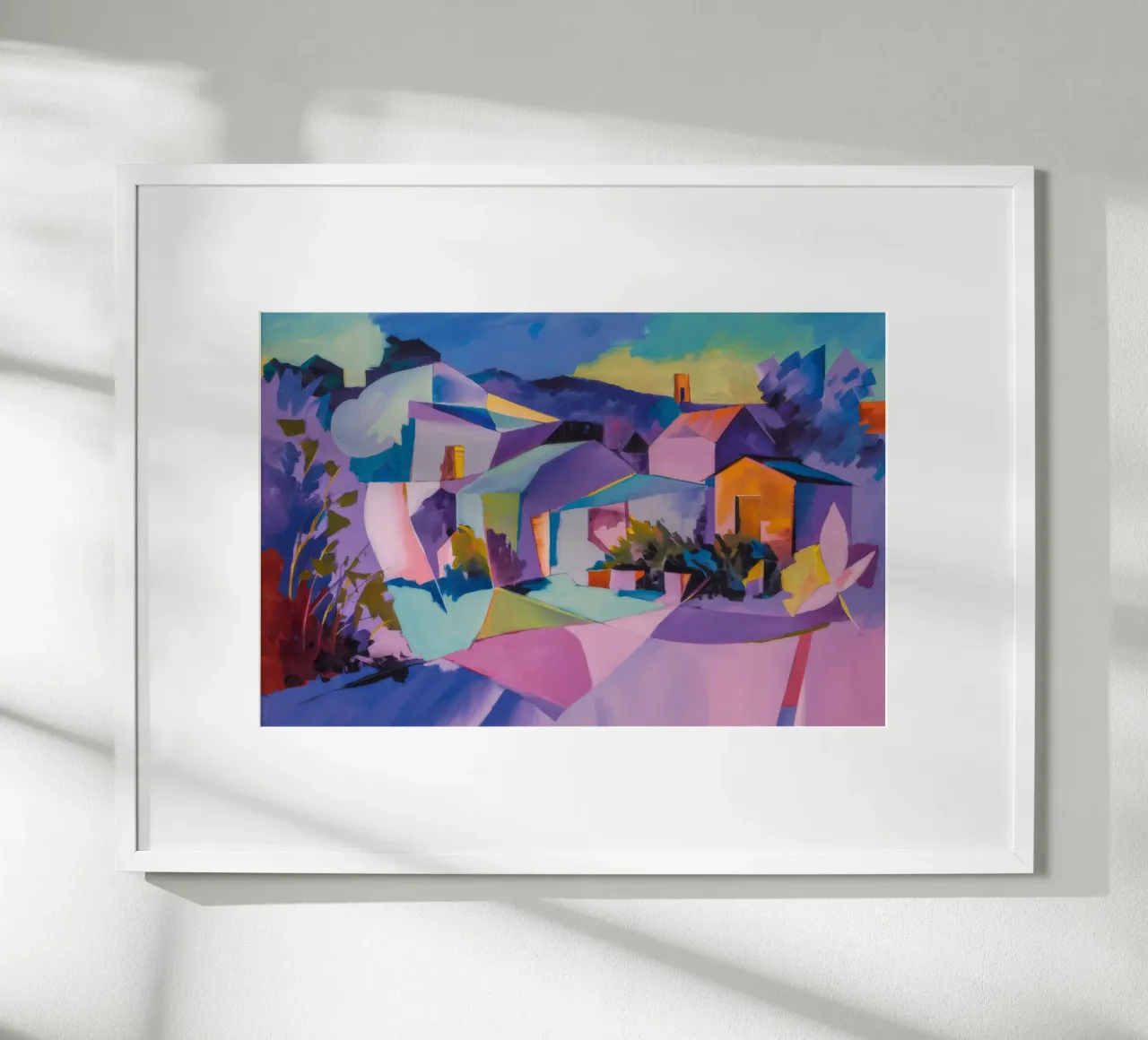 Sogno di un villaggio cubista poster con telaio in alluminio da Celestial Harmony