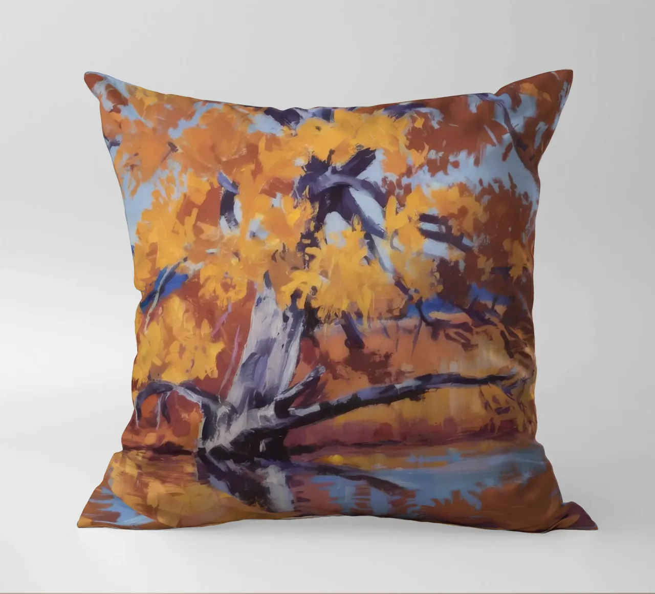 Riflesso del fiume d'oro cuscino da Celestial Harmony