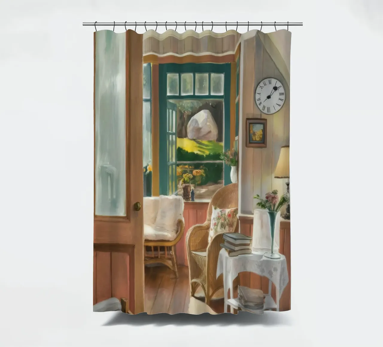 Sunlit Dining Nook shower curtain by Silk Palette