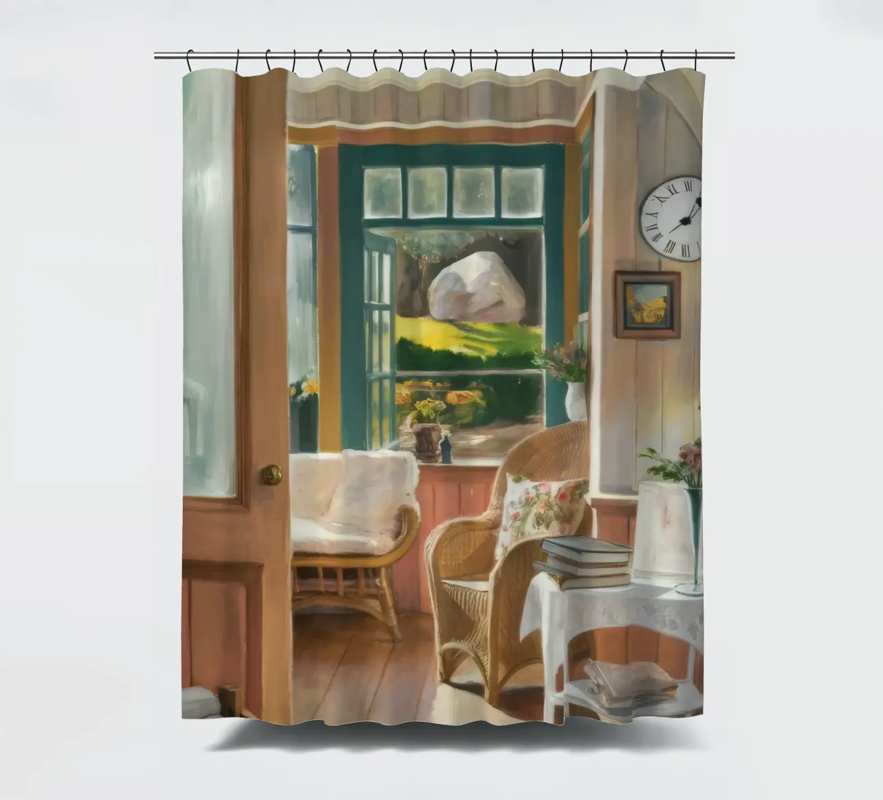 Sunlit Dining Nook shower curtain by Silk Palette