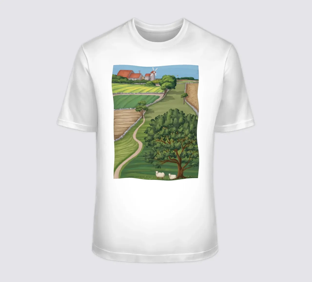 Patchwork Farmland Ansicht T-Shirt von Silk Palette