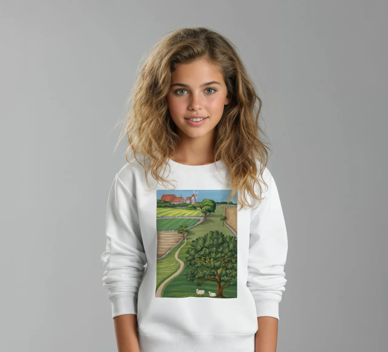 Patchwork Farmland View sudadera para niño de Silk Palette