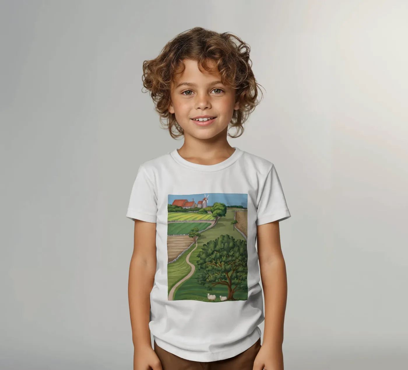 Vista sui terreni agricoli patchwork t-shirt bambini da Silk Palette