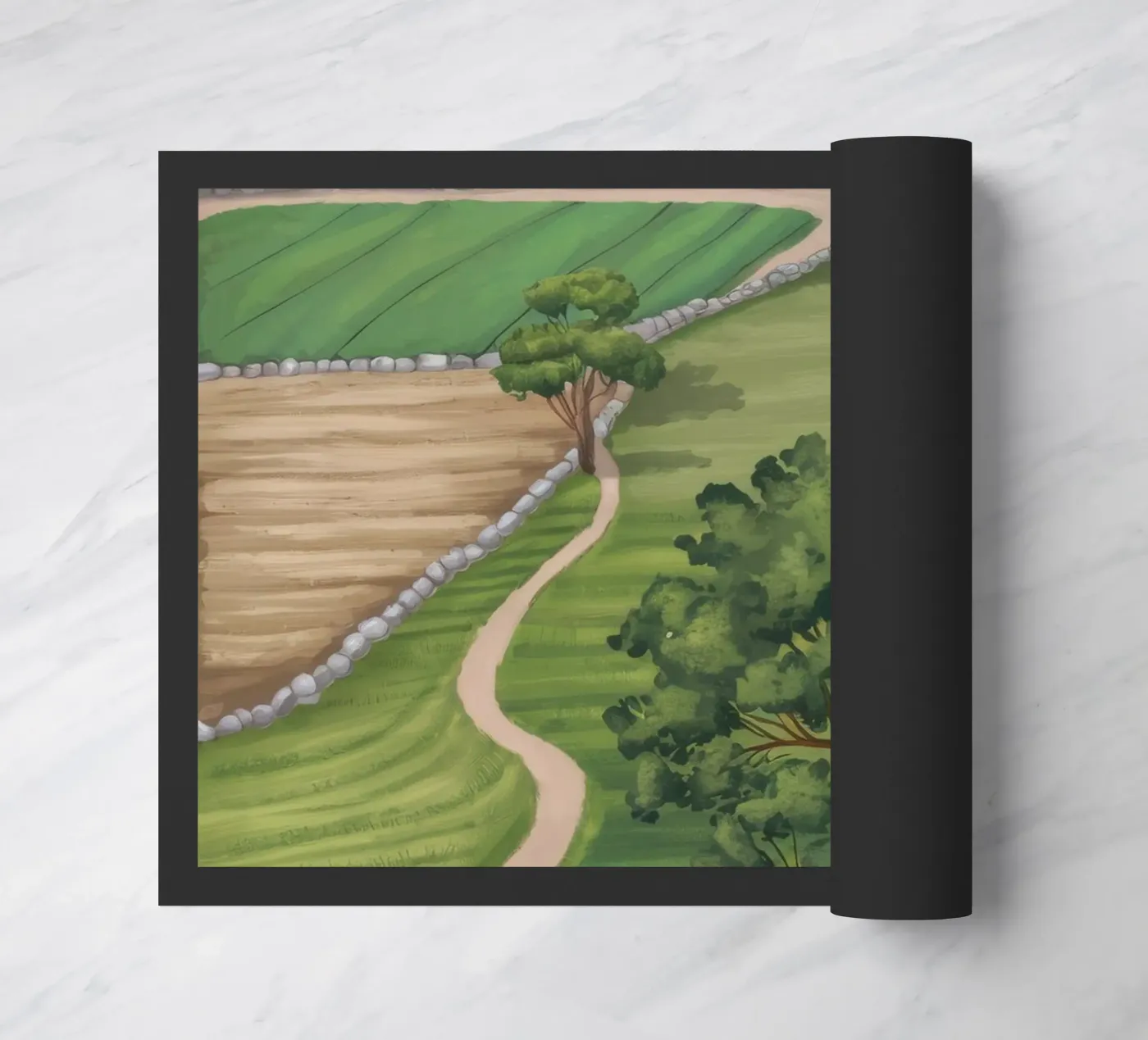 Patchwork Farmland View doormat by Silk Palette