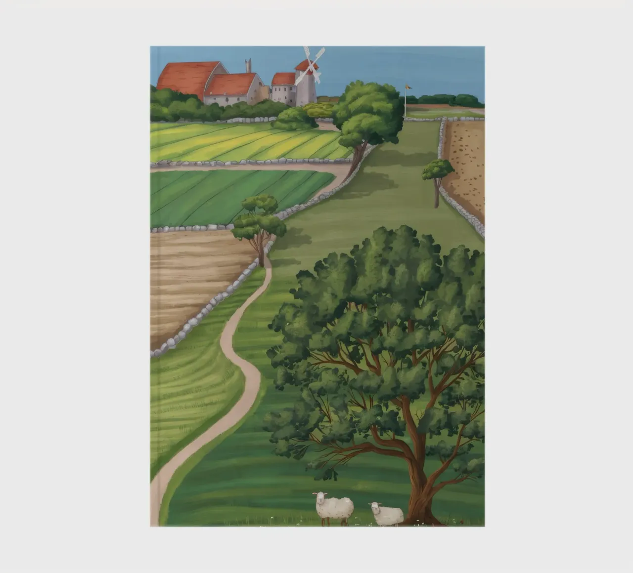 Vue sur les terres agricoles en patchwork carnet de notes de Silk Palette