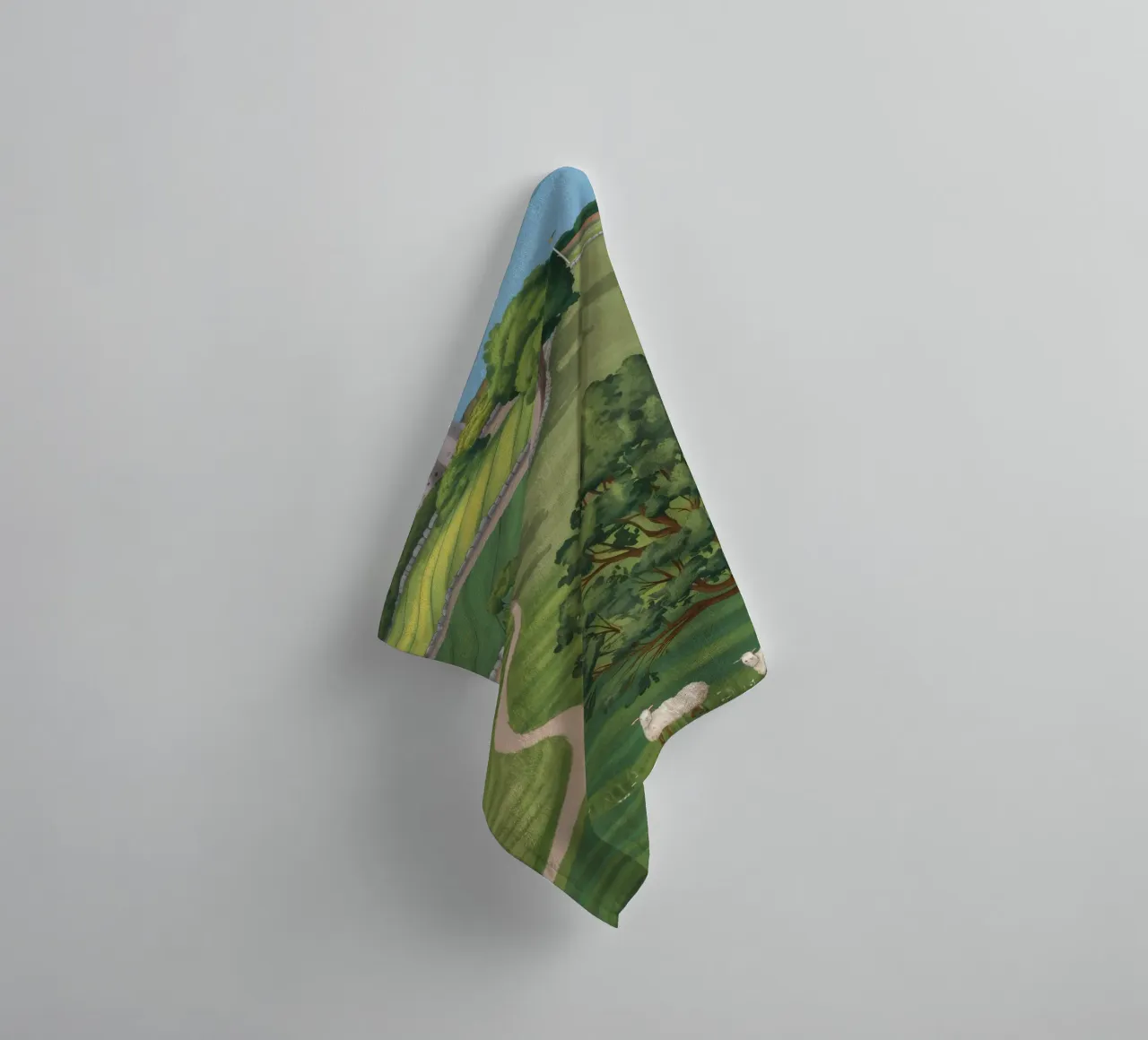 Vue sur les terres agricoles en patchwork serviette de bain de Silk Palette