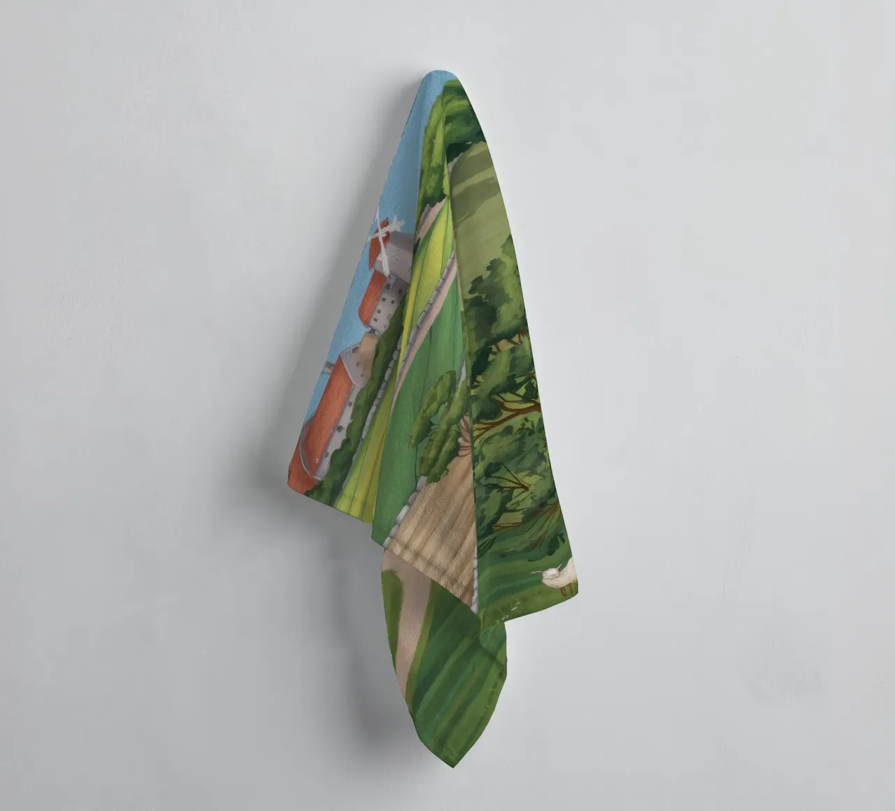Vue sur les terres agricoles en patchwork serviette de bain de Silk Palette
