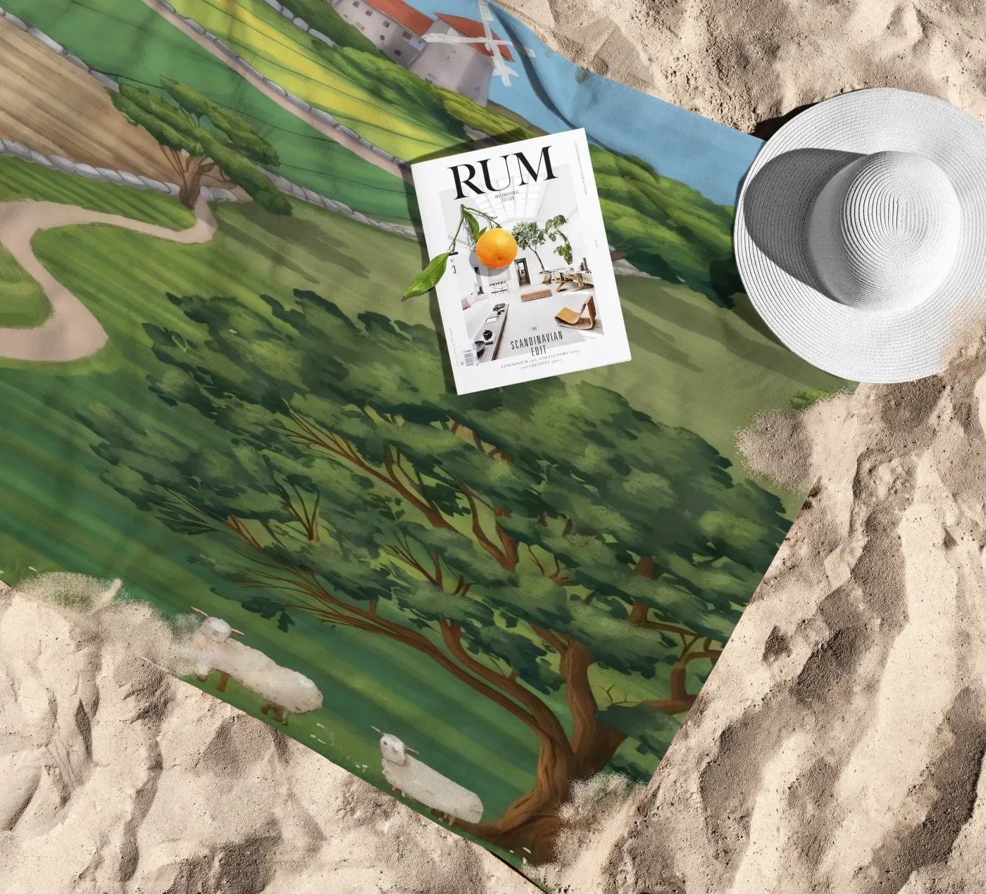 Patchwork Boerenland Uitzicht strandhanddoek van Silk Palette