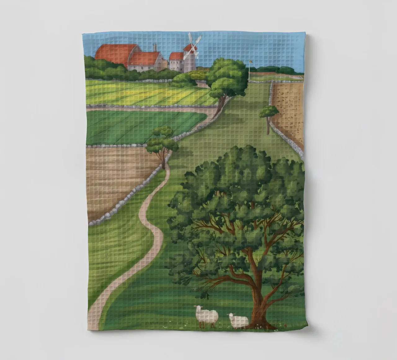 Vue sur les terres agricoles en patchwork torchon de Silk Palette